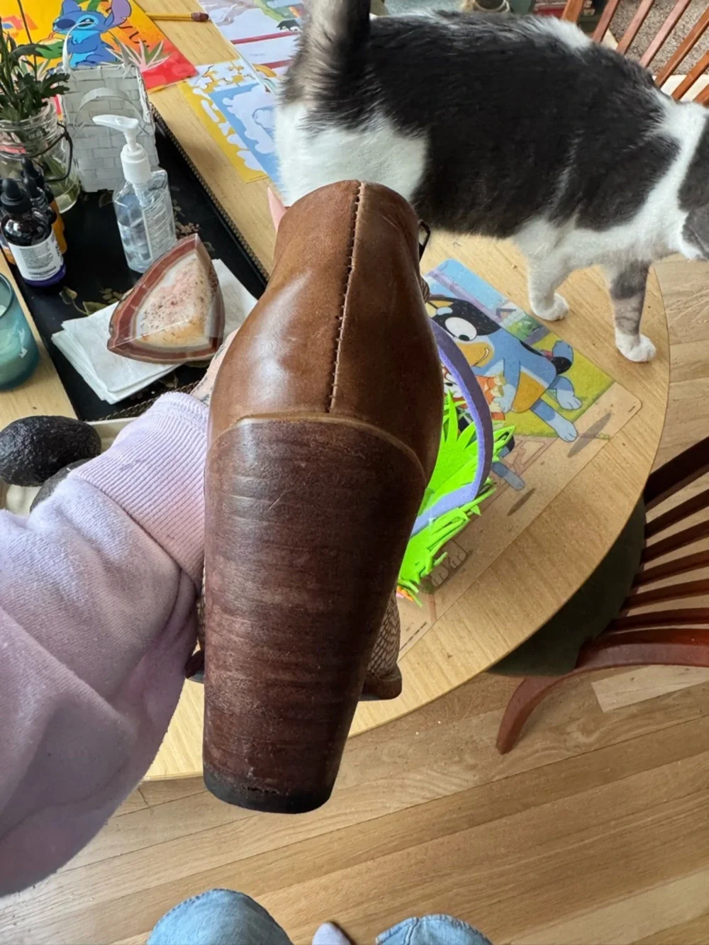 Freebird “DETROIT by Steven Two-Tone Brown and Cream Snake-Pattern Ankle Booties - Picture 6 of 8